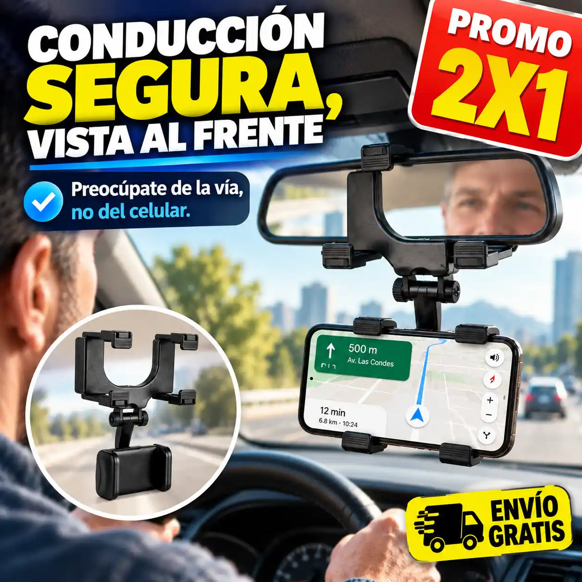 Soporte celular para retrovisor