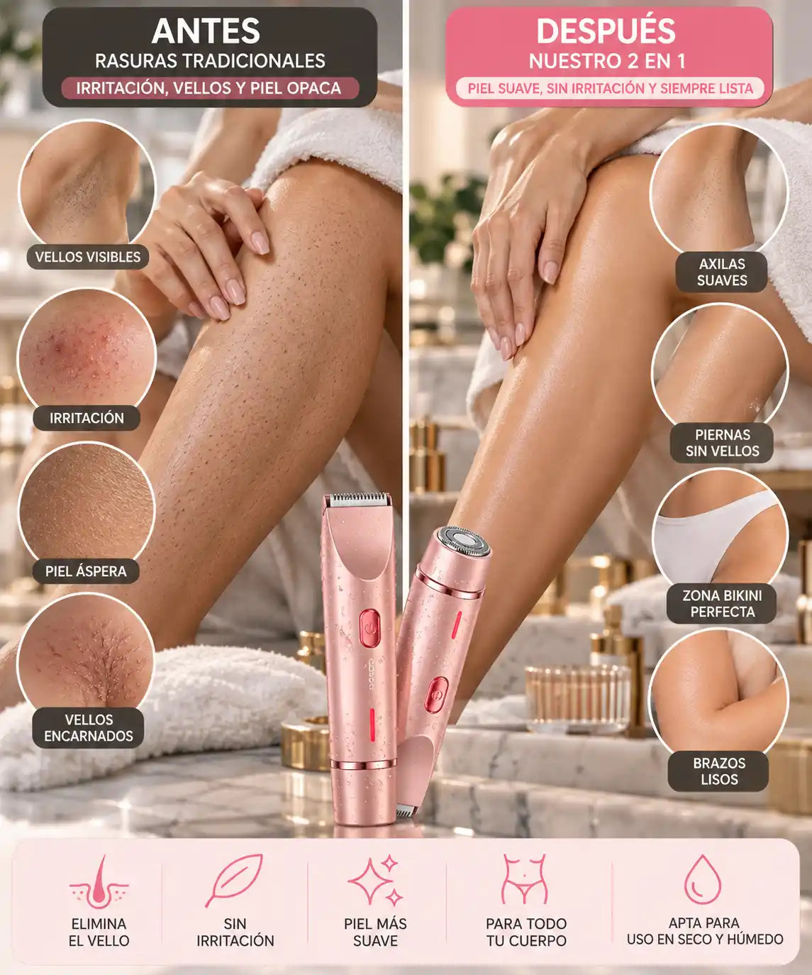 Depiladora 2 en 1 Recargable