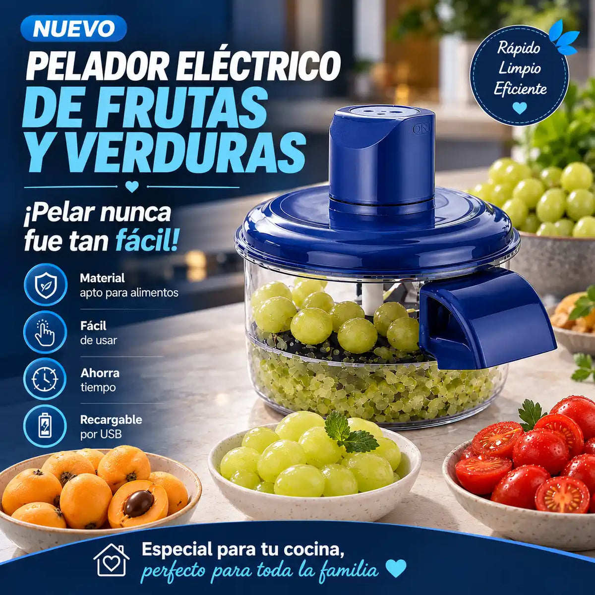 Pelador eléctrico de frutas y verduras